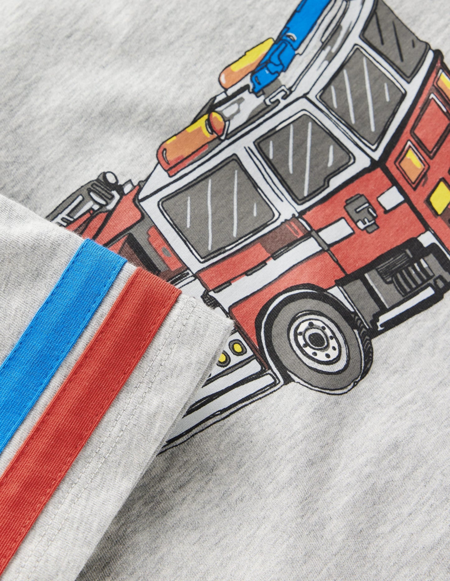 Colour Block Graphic T-shirt-Grey Marl Firetruck