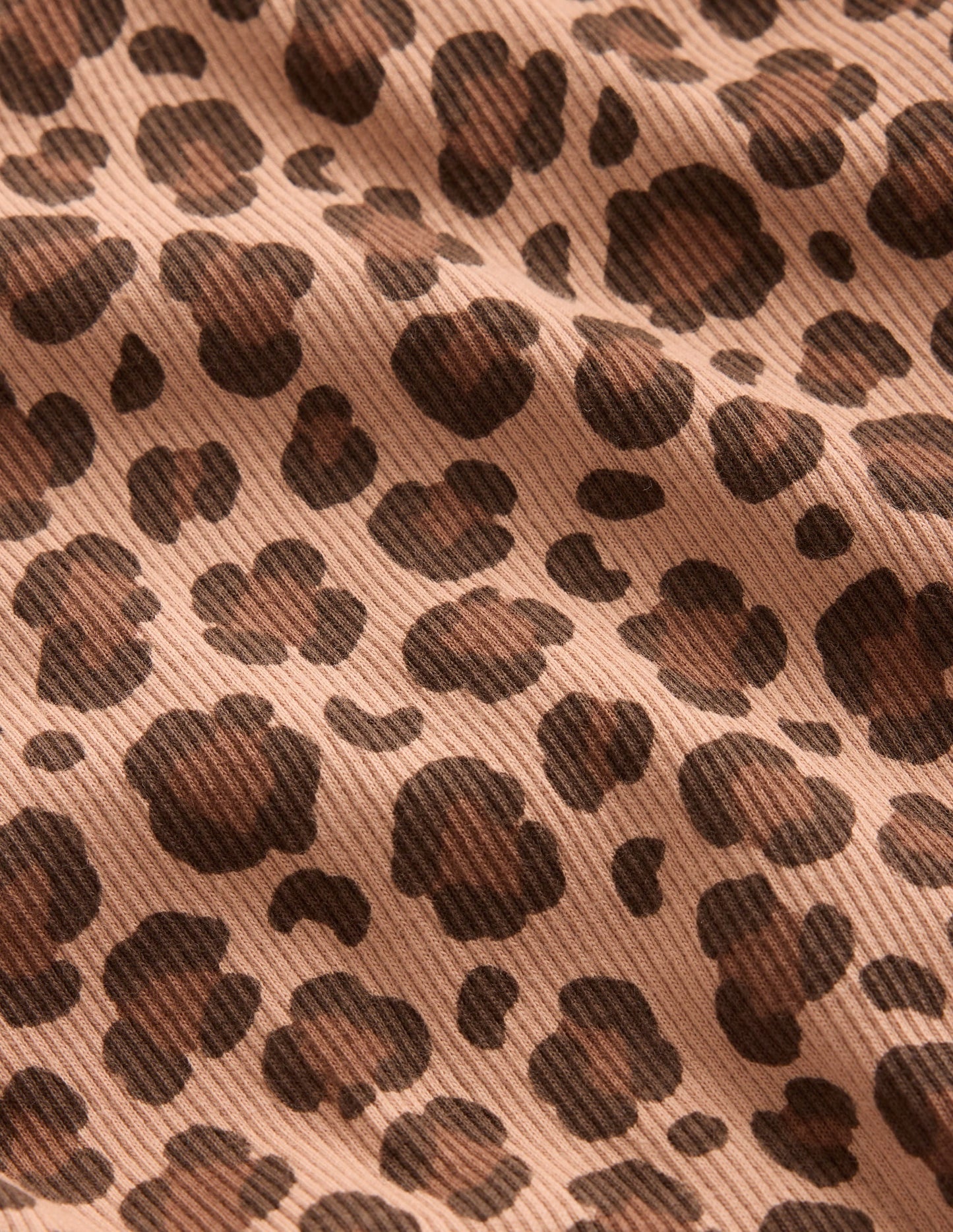 Ribbed Long Sleeve T-shirt-Milk Chocolate Brown leopard