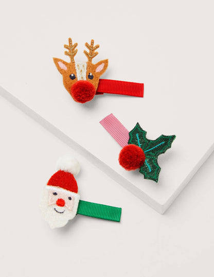 Hair Clips 3 Pack-Multi Christmas