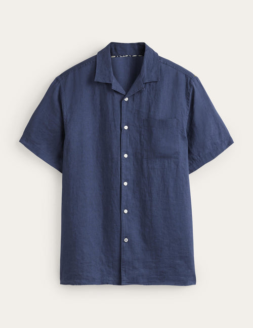 Revere Collar Shirt-Laundered Navy