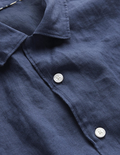 Revere Collar Shirt-Laundered Navy