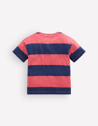 Garment Dye Relaxed T-shirt-Blood Orange / Sapphire Blue