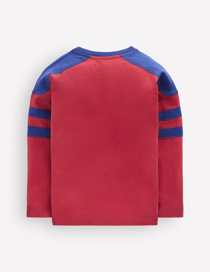 Colour Block T-shirt-Red Earth