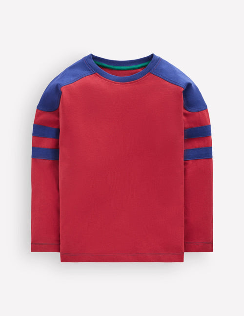 Colour Block T-shirt-Red Earth