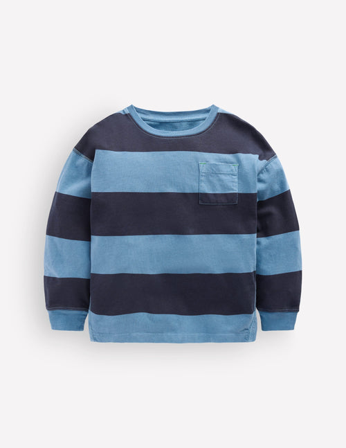 Long Sleeve Garment Dye Tee-College Navy / Denim Blue
