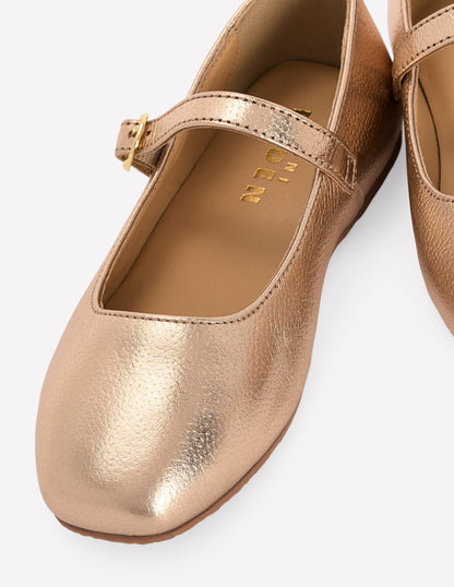 Square Toe Mary Janes-Gold