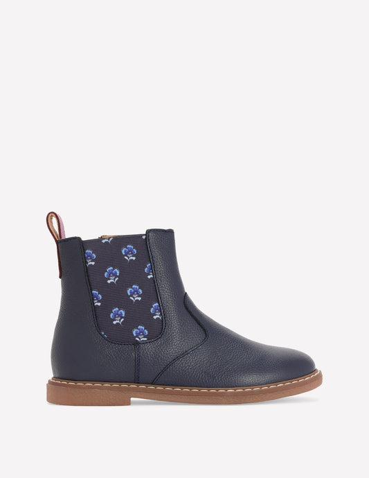 Chelsea Boots (Girls)-Navy Floral