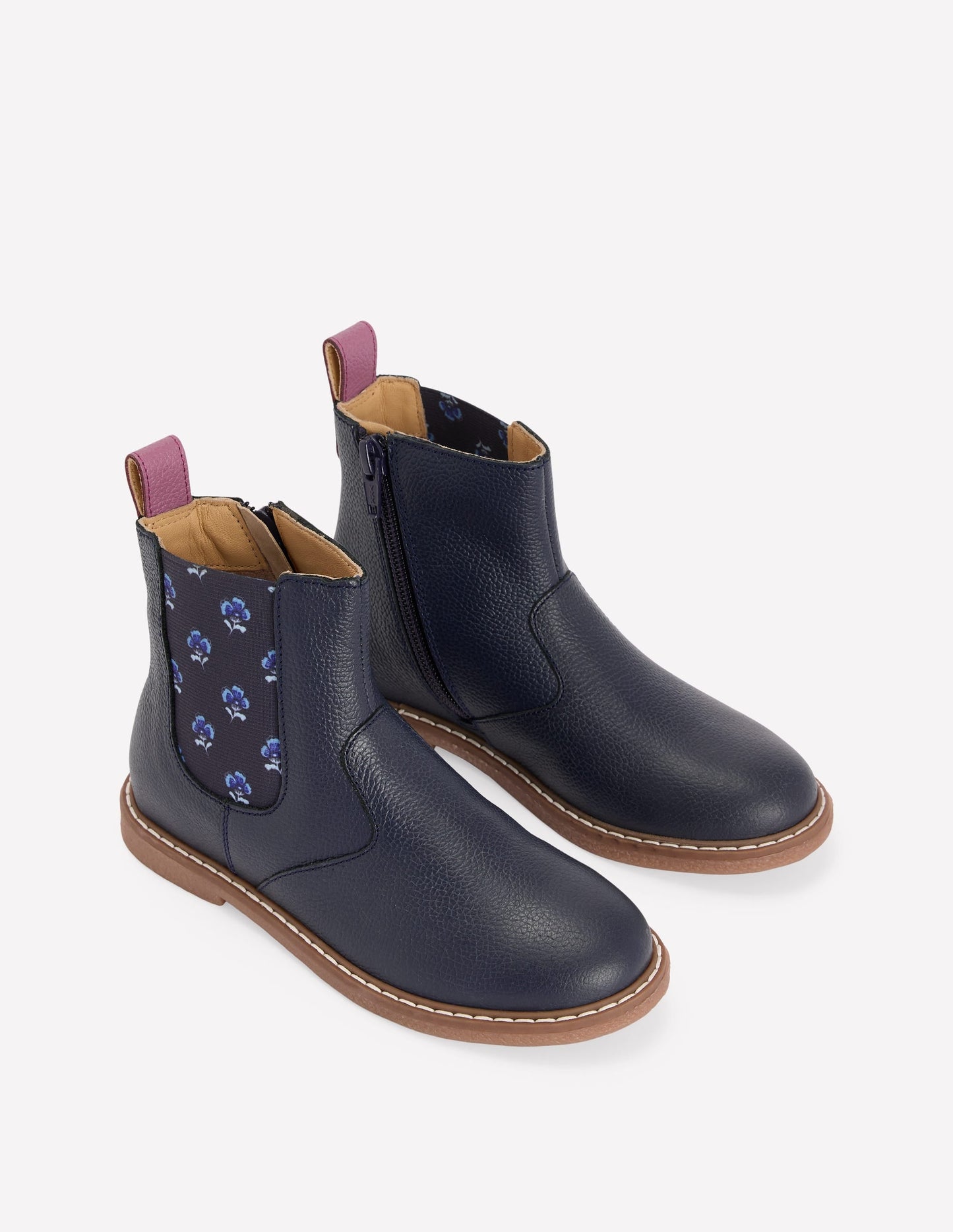 Chelsea Boots (Girls)-Navy Floral