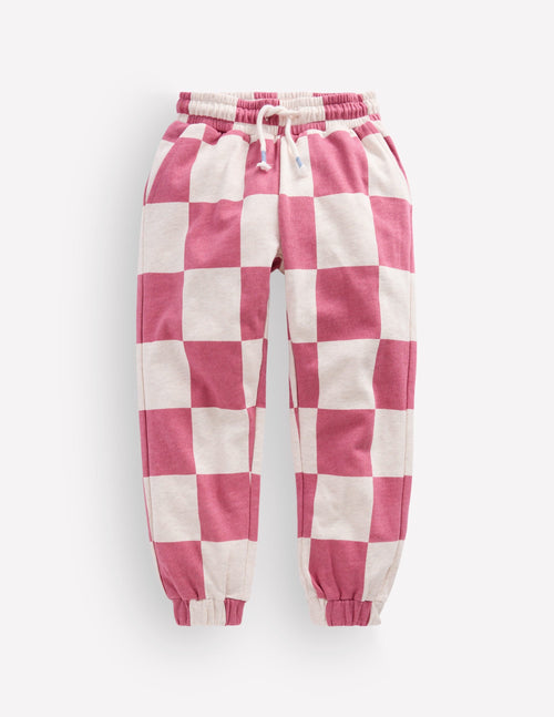 Fun Printed Joggers-Pink Checkerboard