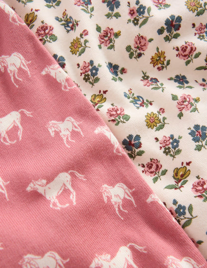 Twin Pack Snug Pyjamas-Vintage Rose Horses