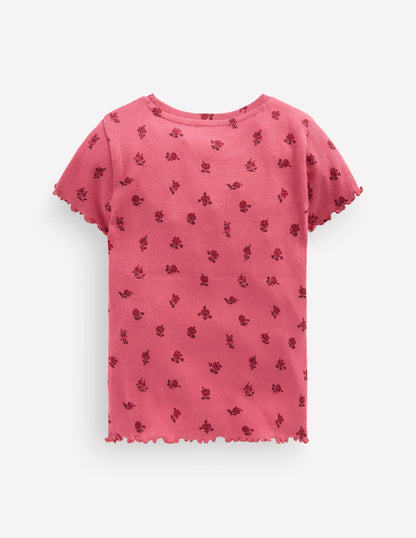 Short Sleeve Rib T-Shirt-Red Floral
