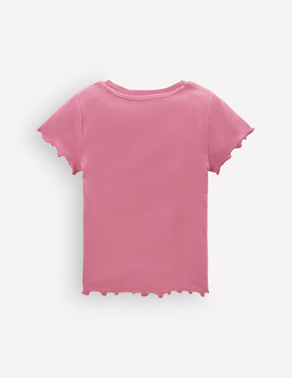 Short Sleeve Rib T-Shirt-Pink Heather