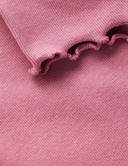 Short Sleeve Rib T-Shirt-Pink Heather