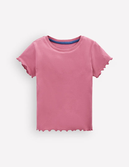 Short Sleeve Rib T-Shirt-Pink Heather
