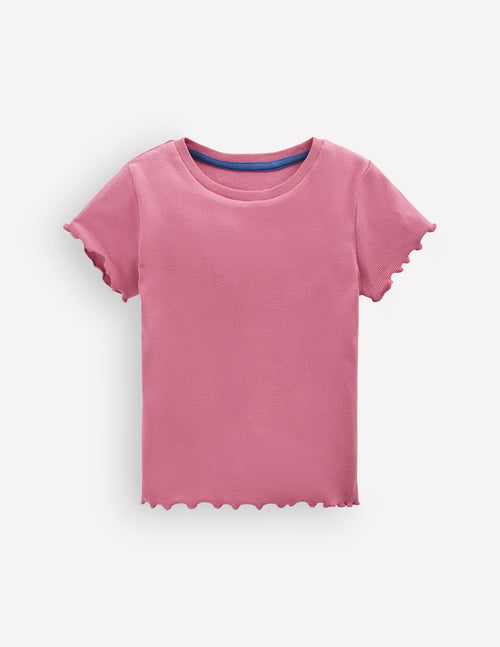 Short Sleeve Rib T-Shirt-Pink Heather