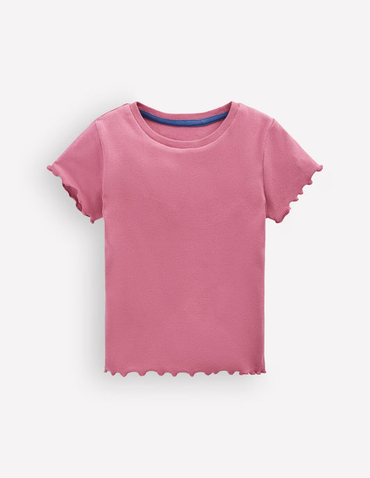 Short Sleeve Rib T-Shirt-Pink Heather