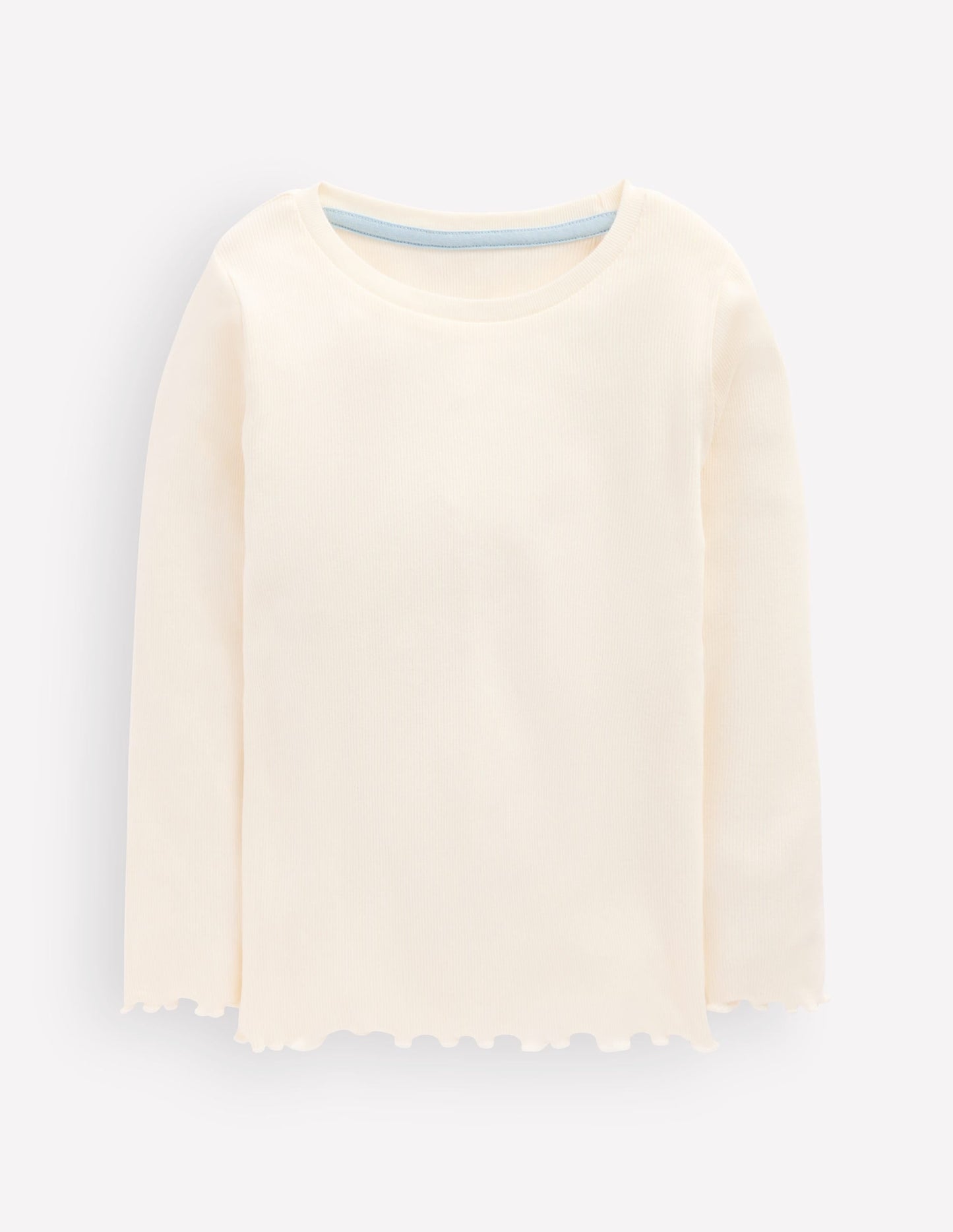 Ribbed Long Sleeve T-shirt-Soft Ivory