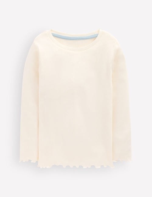 Ribbed Long Sleeve T-shirt-Soft Ivory