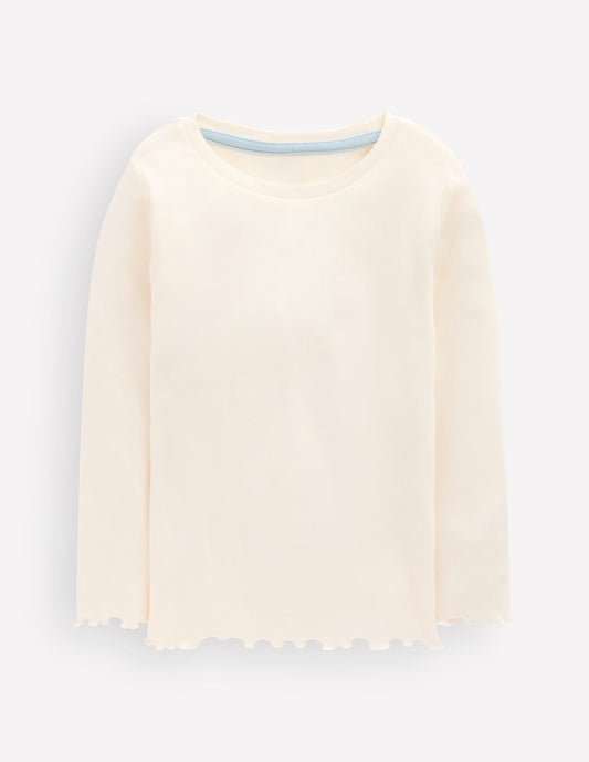 Ribbed Long Sleeve T-shirt-Soft Ivory