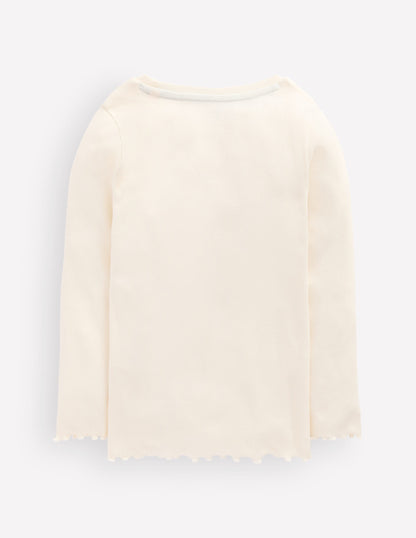 Ribbed Long Sleeve T-shirt-Soft Ivory