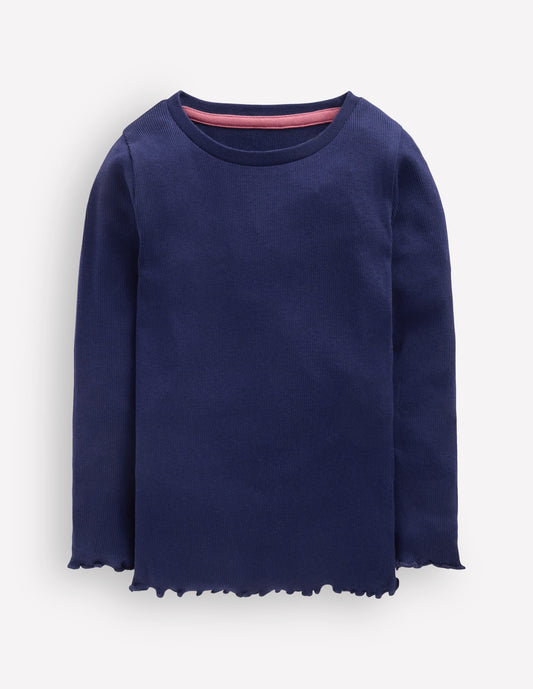 Ribbed Long Sleeve T-shirt-College Navy