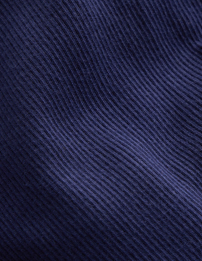 Ribbed Long Sleeve T-shirt-College Navy