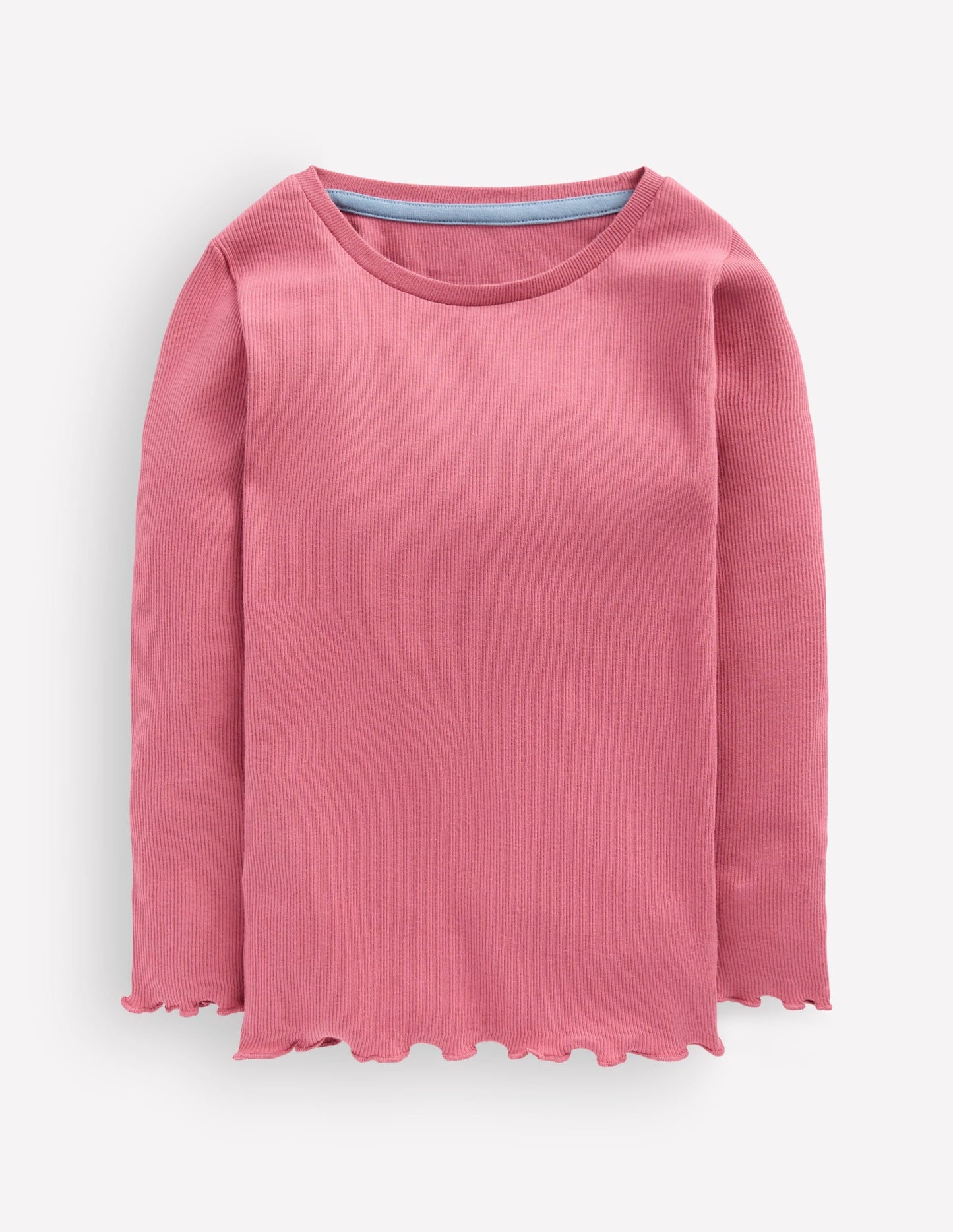 Ribbed Long Sleeve T-shirt-Pink Heather