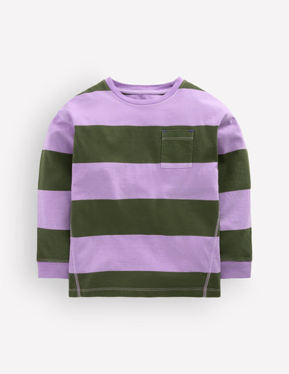Long Sleeve Garment Dye Tee-Brunswick Green/Floral Purple
