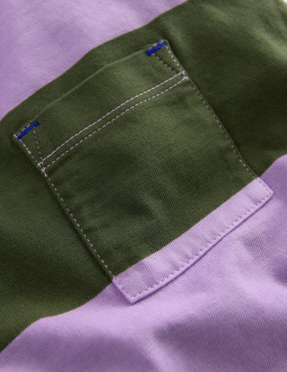 Long Sleeve Garment Dye Tee-Brunswick Green/Floral Purple