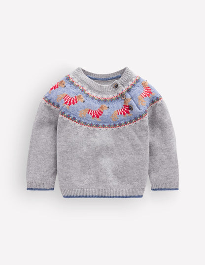Fair isle Jumper-Grey Marl Puppy