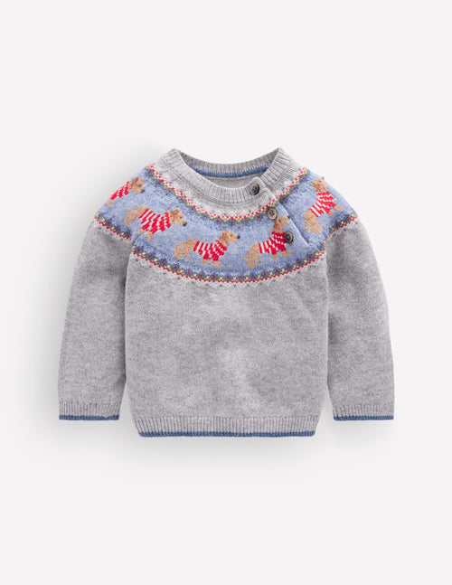 Fair isle Jumper-Grey Marl Puppy