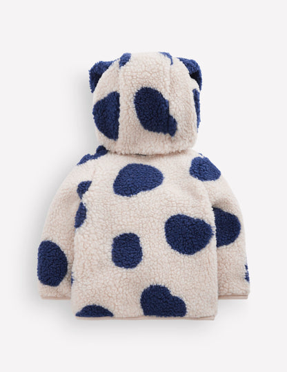 Boys Novelty Cosy Borg Jacket-Navy & Ivory Dog