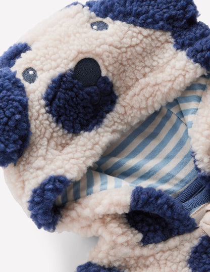 Boys Novelty Cosy Borg Jacket-Navy & Ivory Dog