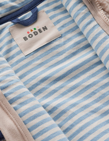 Boys Novelty Cosy Borg Jacket-Navy & Ivory Dog