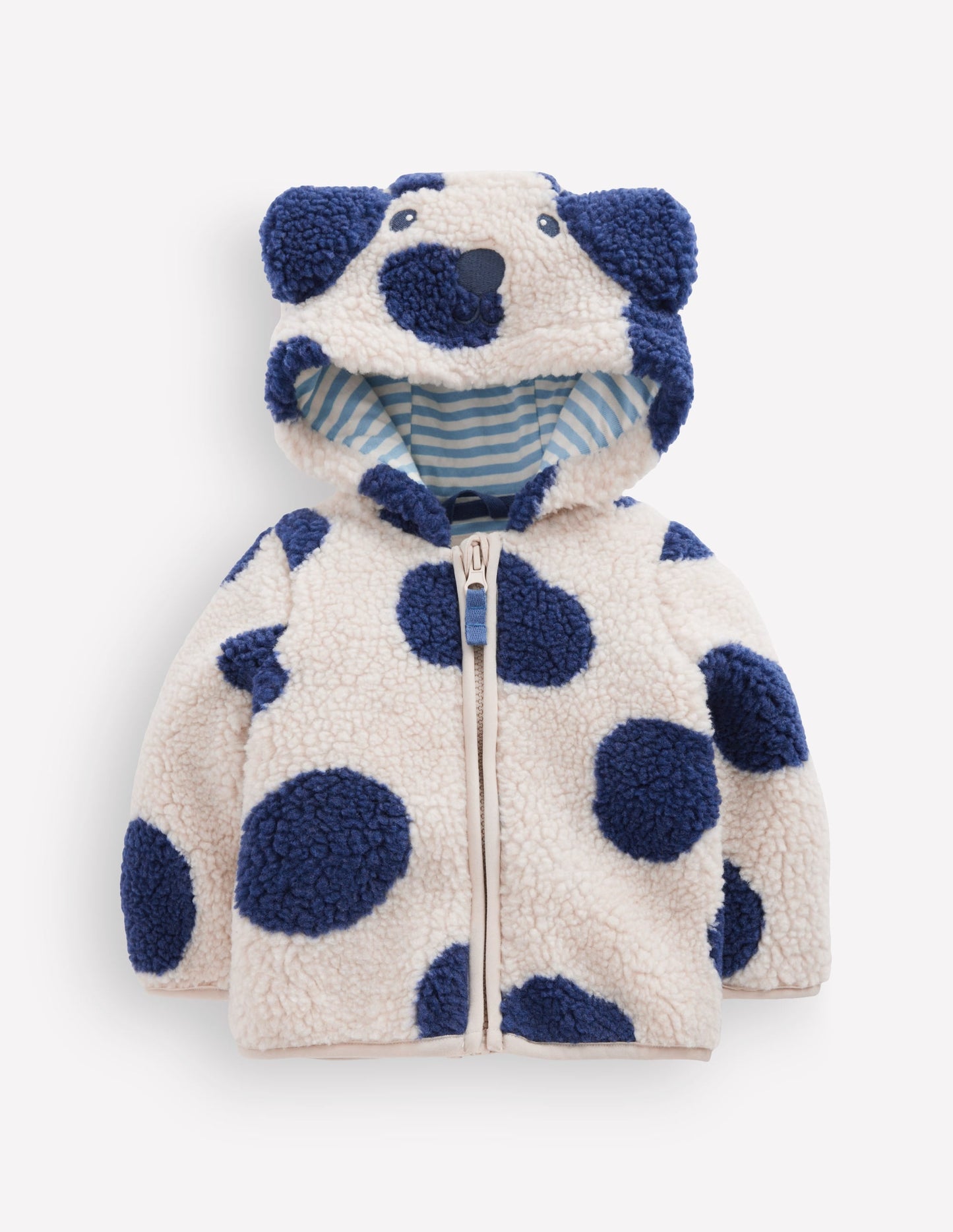 Boys Novelty Cosy Borg Jacket-Navy & Ivory Dog