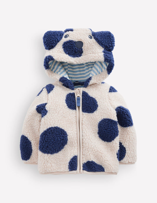 Boys Novelty Cosy Borg Jacket-Navy & Ivory Dog