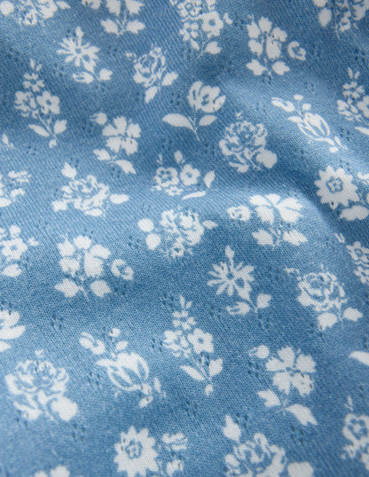Cotton Pointelle Set-Glacier Blue Ditsy Floral