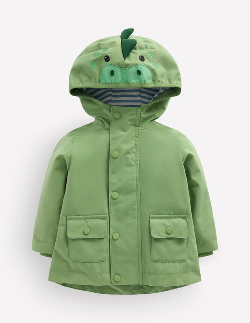 Showerproof Fisherman Coat-Green Dinosaur