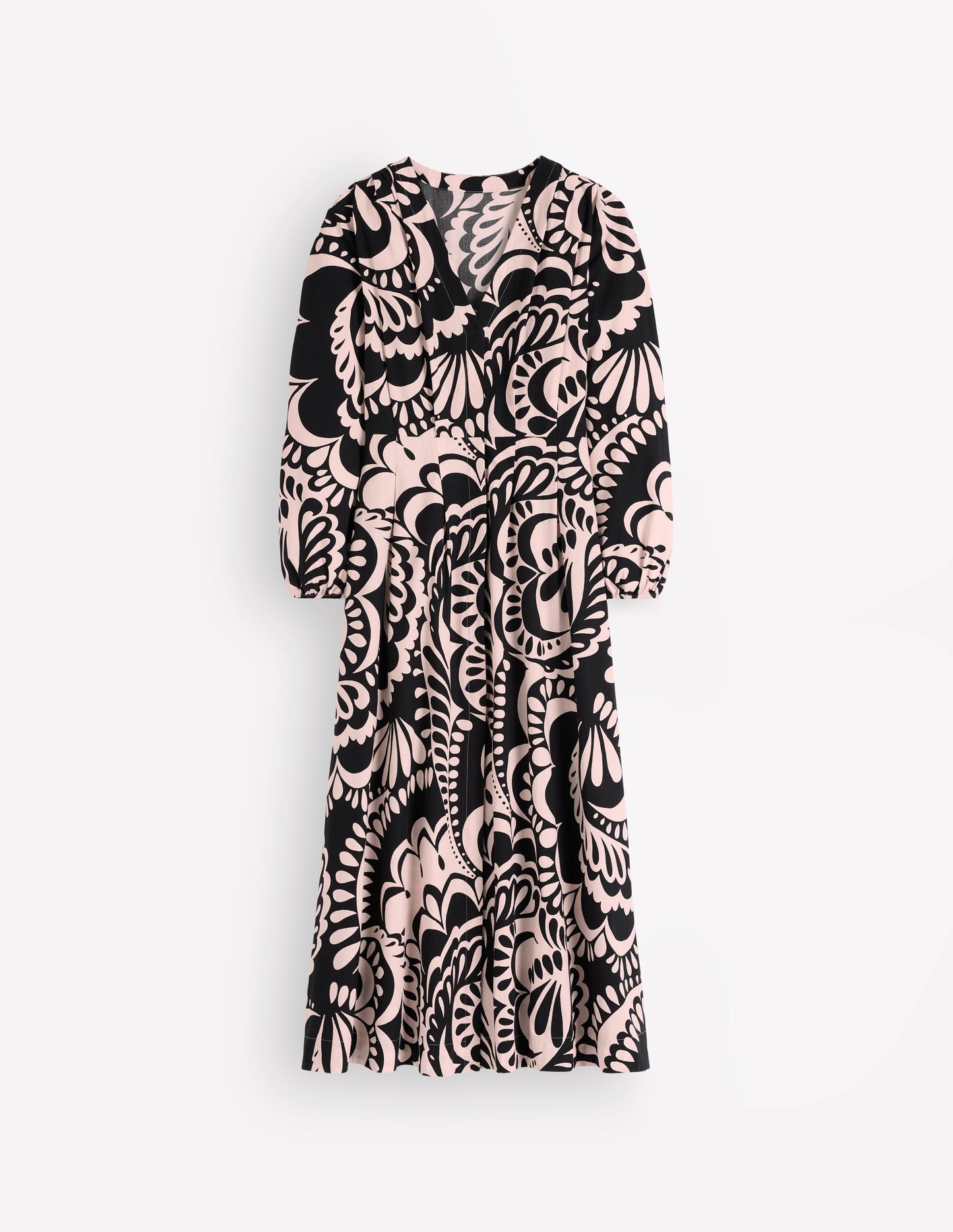 Nicola Cotton Midi Dress-Black, Flourishing Medley