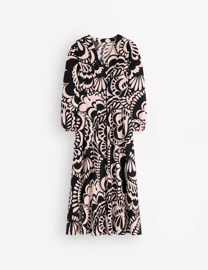Nicola Cotton Midi Dress-Black, Flourishing Medley