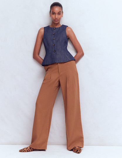 Mayfair Pleat Detail Trousers-Burnt Orange