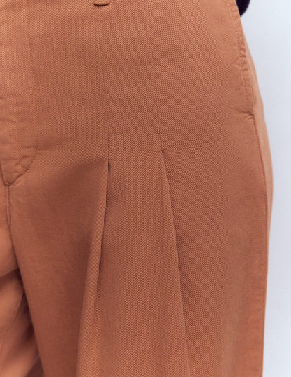 Mayfair Pleat Detail Trousers-Burnt Orange