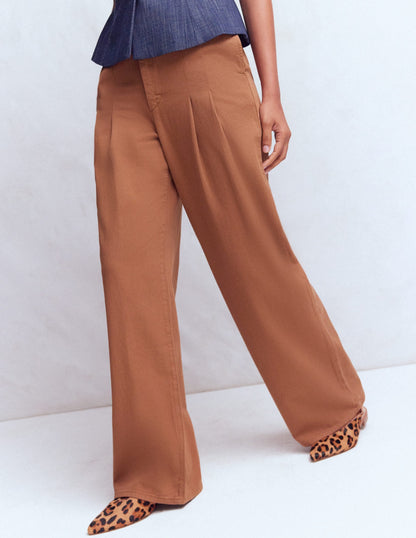 Mayfair Pleat Detail Trousers-Burnt Orange
