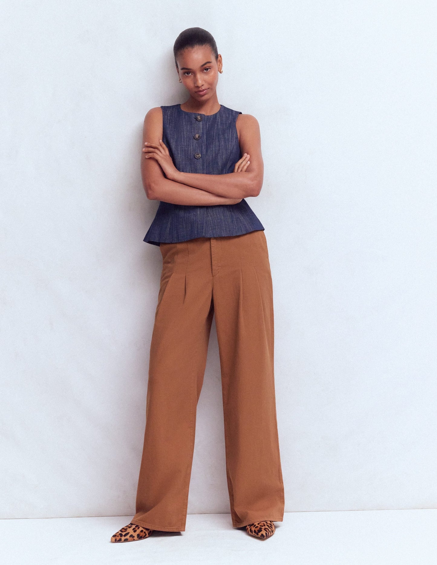Mayfair Pleat Detail Trousers-Burnt Orange