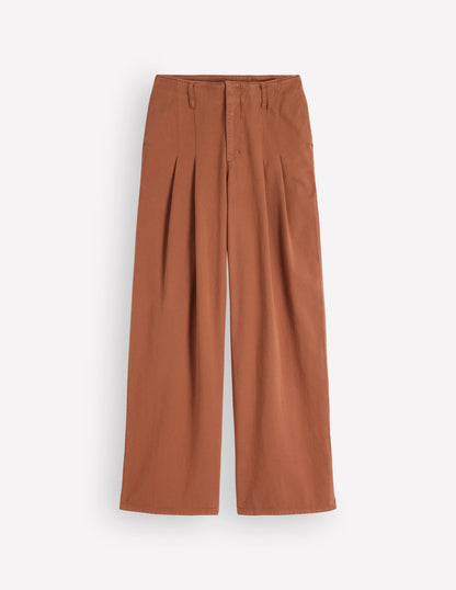 Mayfair Pleat Detail Trousers-Burnt Orange